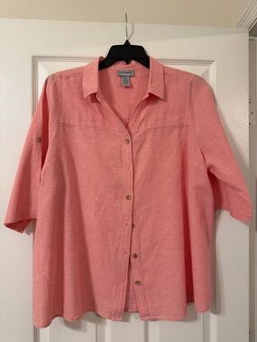 Catherines Coral Pink Button-Down Shirt
